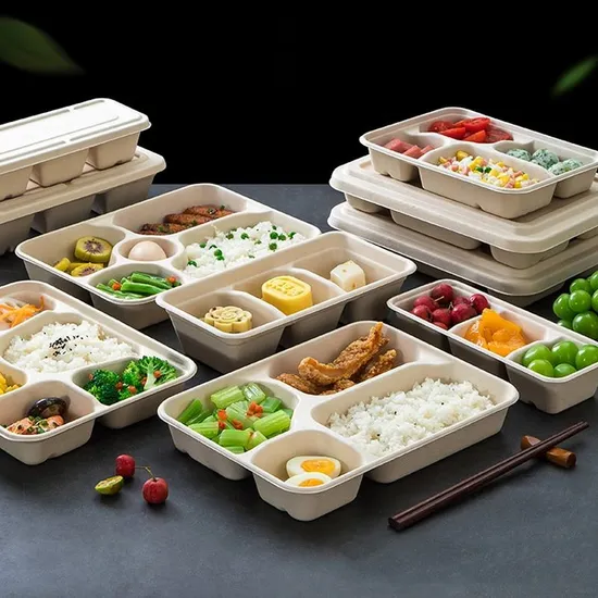 Biodegradable Clamshell Box Packaging Disposable Microwave Sugarcane Bagasse Food Container