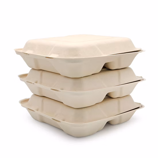 Biodegradable Clamshell Box Packaging Disposable Microwave Sugarcane Bagasse Food Container