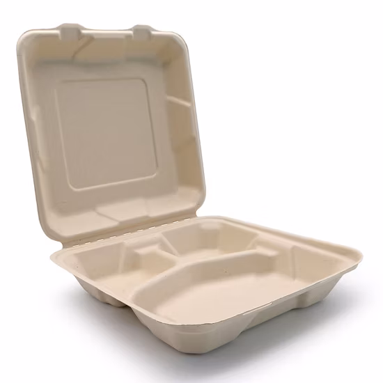 Biodegradable Clamshell Box Packaging Disposable Microwave Sugarcane Bagasse Food Container